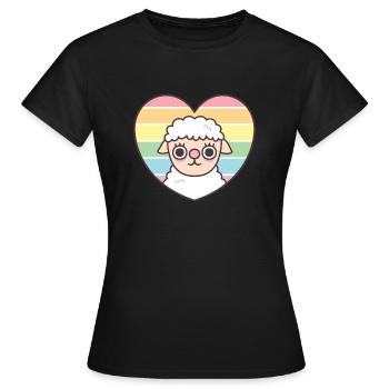 Süßes Schaf Regenbogenherz Subtiler Stolz - Frauen T-Shirt - Schwarz - Vorne - AI Model Female 172 dark (172cm)