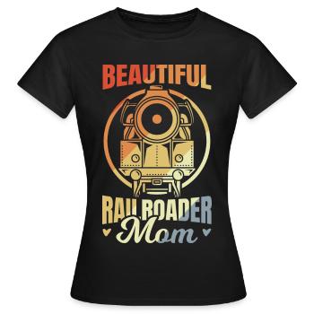 Eisenbahn Mama - Frauen T-Shirt - Schwarz - Vorne - AI Model Female 172 dark (172cm)