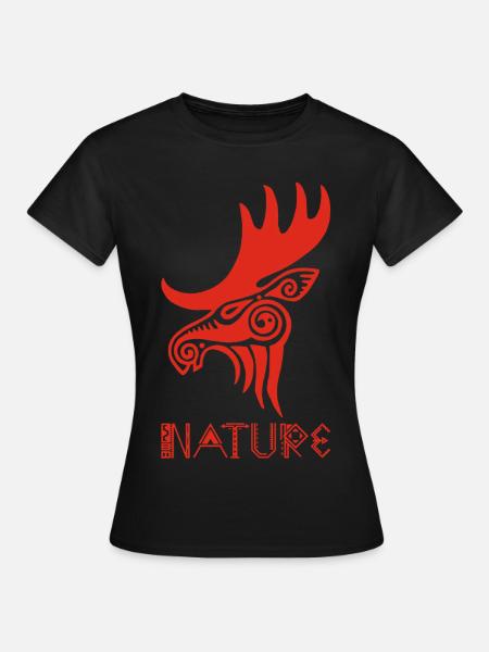 Rotes Elch-Tiertotem - Frauen T-Shirt - Schwarz
