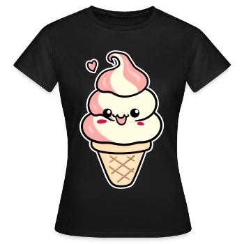 Crème glacée de dessin animé - T-shirt Femme - noir - Devant - AI Model Female 172 dark (172cm)