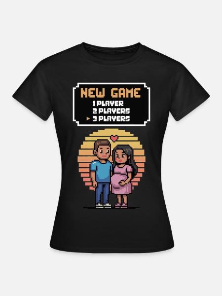 New Game 3 Players Annonce Humour Grossesse - Dame-T-shirt - sort