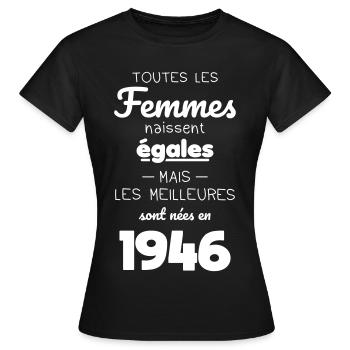 80 Jahre – Die Besten wurden 1946 geboren - Frauen T-Shirt - Schwarz - Vorne - AI Model Female 172 dark (172cm)