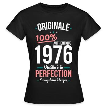 1976 – Originale – Exemplaire unique - T-shirt Femme - noir - Devant - AI Model Female 172 dark (172cm)