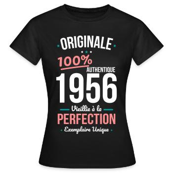 1956 – Original – Unique copy - Women's T-Shirt - black - Front - AI Model Female 172 dark (172cm)