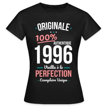 1996 – Originale – Exemplaire unique - T-shirt Femme - noir - Devant - AI Model Female 172 dark (172cm)