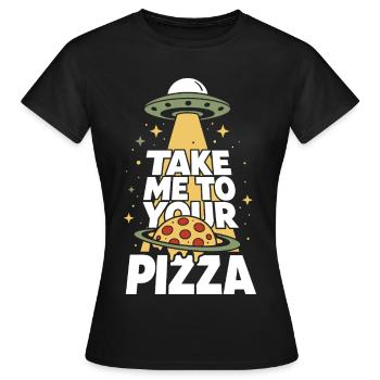 Emmène-moi à ta pizza OVNI Alien - T-shirt Femme - noir - Devant - AI Model Female 172 dark (172cm)