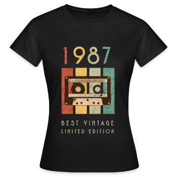 1987 Best Vintage Kassette – 80er Retro Kult Motiv - Frauen T-Shirt - Schwarz - Vorne - AI Model Female 172 dark (172cm)