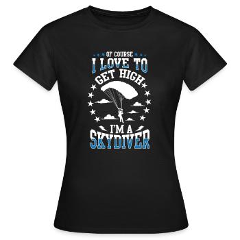 SKYDIVER Fallschirmspringer Fallschirmsport Love - Frauen T-Shirt - Schwarz - Vorne - AI Model Female 172 dark (172cm)