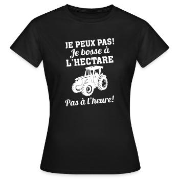 Je bosse à l'hectare - T-shirt Femme - noir - Devant - AI Model Female 172 dark (172cm)