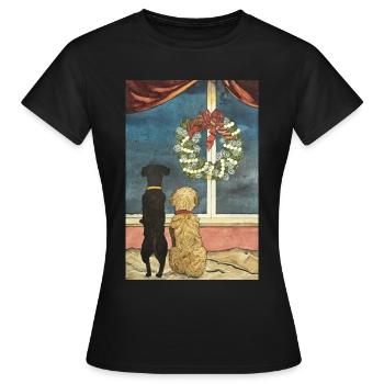 Advent Wreath Dogs Christmas - Women's T-Shirt - black - Front - AI Model Female 172 dark (172cm)