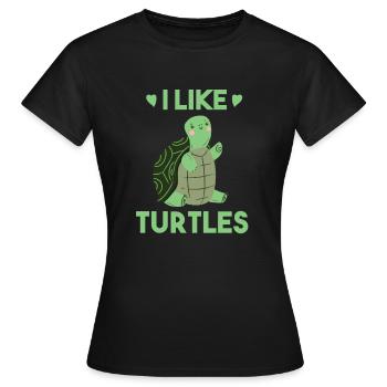Dicton drôle de tortue - j'aime les tortues Niedli - T-shirt Femme - noir - Devant - AI Model Female 172 dark (172cm)