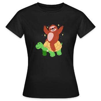 Tortue drôle et paresseux - paresseusement lentement - T-shirt Femme - noir - Devant - AI Model Female 172 dark (172cm)
