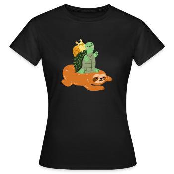 Escargot drôle de tortue paresseux - cadeau - T-shirt Femme - noir - Devant - AI Model Female 172 dark (172cm)