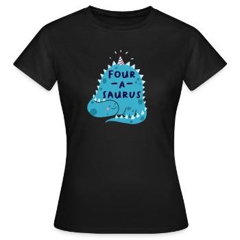 4ème anniversaire anniversaire garçon dinosaure quatre - T-shirt Femme - noir - Devant - AI Model Female 172 dark (172cm)