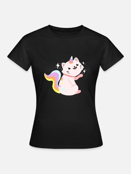 Sitting Caticorn - Funny Caticorn Cat - Women's T-Shirt - black