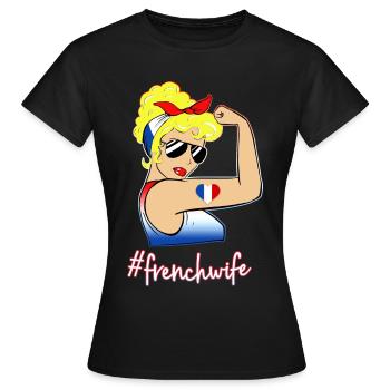 France Women Flag Blue White Red - Women's T-Shirt - black - Front - AI Model Female 172 dark (172cm)