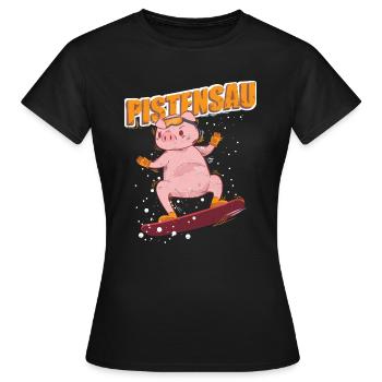 Pistensau Snowboardfahrer Snowboard - Frauen T-Shirt - Schwarz - Vorne - AI Model Female 172 dark (172cm)