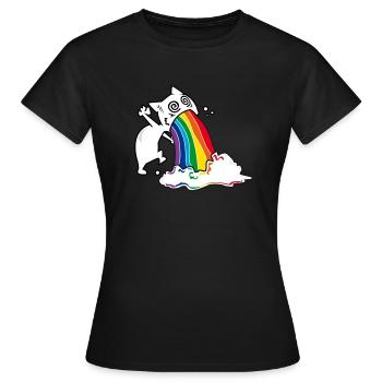Regenbogenkotze Katze - Frauen T-Shirt - Schwarz - Vorne - AI Model Female 172 dark (172cm)