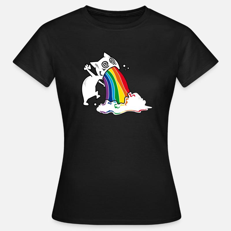 Regenbogenkotze cat - Women's T-Shirt - black