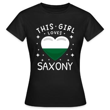 Drapeau de Saxe Drapeau saxon Ossi Holiday SN - T-shirt Femme - noir - Devant - AI Model Female 172 dark (172cm)