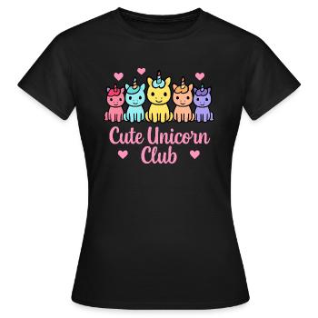 Cute Unicorn Club Unicorn Unicorns Hearts Colorful - Women's T-Shirt - black - Front - AI Model Female 172 dark (172cm)