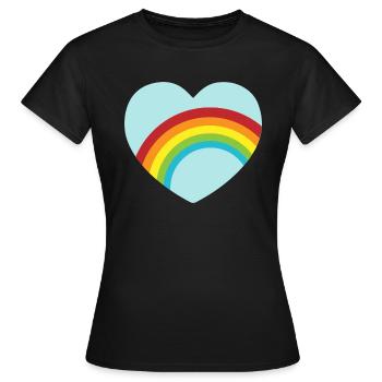 Coeur arc-en-ciel bleu clair - T-shirt Femme - noir - Devant - AI Model Female 172 dark (172cm)