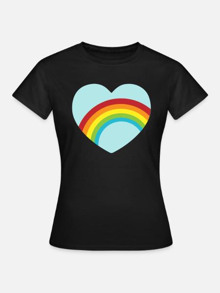 Hellblaues Regenbogen Herz / blue rainbow heart - Frauen T-Shirt - Schwarz