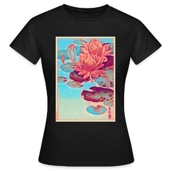 Seerosen Japanische Kunst - Frauen T-Shirt - Schwarz - Vorne - AI Model Female 172 dark (172cm)