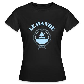 le havre bateau homme cadeau personnalisé femme - T-shirt Femme - noir - Devant - AI Model Female 172 dark (172cm)