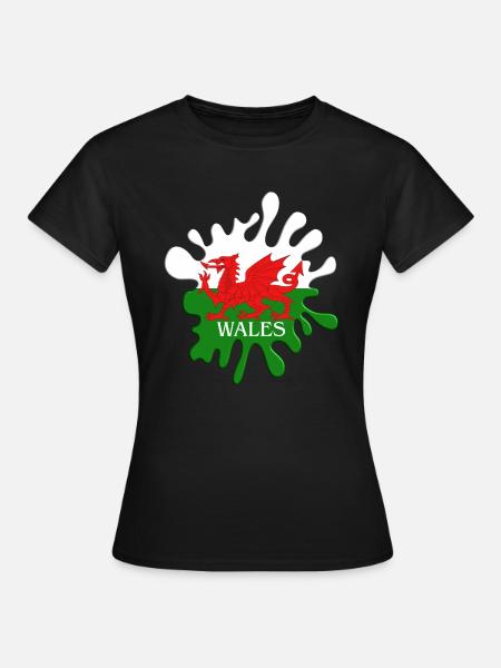 Walisische Flagge - Frauen T-Shirt - Schwarz