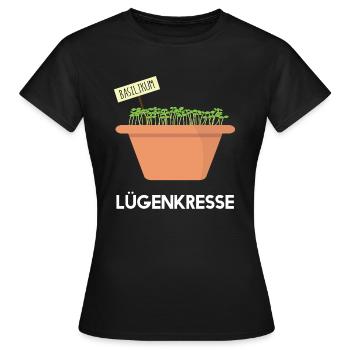 Lügenkresse - Kresse - Basilikum lügt - Frauen T-Shirt - Schwarz - Vorne - AI Model Female 172 dark (172cm)