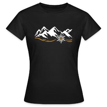 Alpen Edelweiss - Frauen T-Shirt - Schwarz - Vorne - AI Model Female 172 dark (172cm)