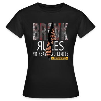 Règles de pause - Regeln Brechen - T-shirt Femme - noir - Devant - AI Model Female 172 dark (172cm)