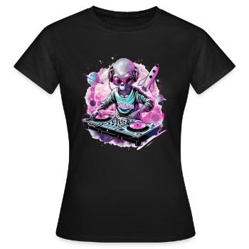 Techno DJ Alien Rave Dance Dancefloor - Women's T-Shirt - black - Front - AI Model Female 172 dark (172cm)