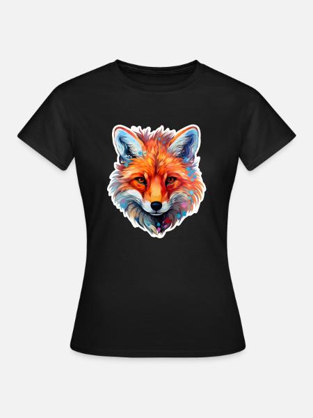 Fuchskopf farbig - Frauen T-Shirt - Schwarz