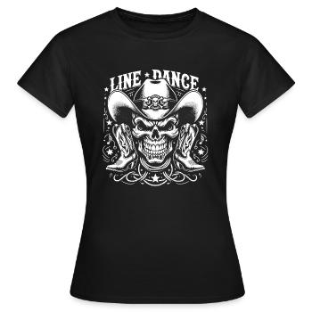 Crâne de danse en ligne avec stetson et bottes et lasso - T-shirt Femme - noir - Devant - AI Model Female 172 dark (172cm)