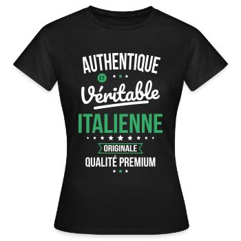Authentique et véritable Italienne - Originale - T-shirt Femme - noir - Devant - AI Model Female 172 dark (172cm)