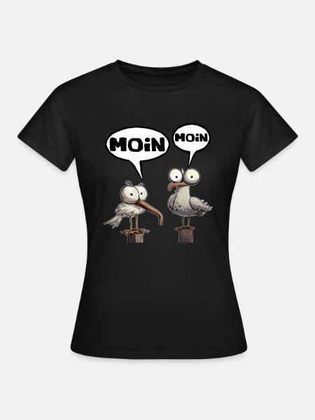 moin moin - Frauen T-Shirt - Schwarz