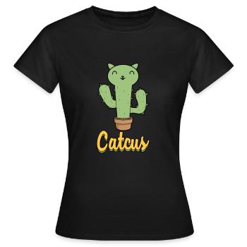 Catcus cat cactus cute pet kitty gift - Women's T-Shirt - black - Front - AI Model Female 172 dark (172cm)