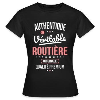 Authentique et véritable routière - Originale - T-shirt Femme - noir - Devant - AI Model Female 172 dark (172cm)