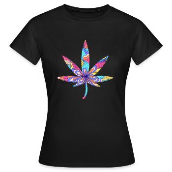 Fumer de l’herbe Cannabis 420 Feuille de cannabis - T-shirt Femme - noir - Devant - AI Model Female 172 dark (172cm)