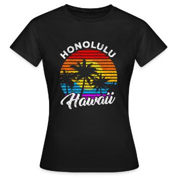 Honolulu Hawaii - T-shirt Femme - noir - Devant - AI Model Female 172 dark (172cm)