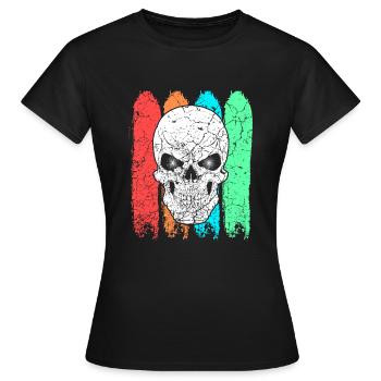 Skull colorful colored - Women's T-Shirt - black - Front - AI Model Female 172 dark (172cm)