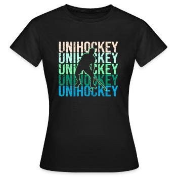 Unihockey - Frauen T-Shirt - Schwarz - Vorne - AI Model Female 172 dark (172cm)