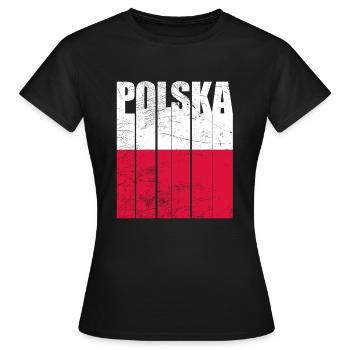 Pologne - T-shirt Femme - noir - Devant - AI Model Female 172 dark (172cm)