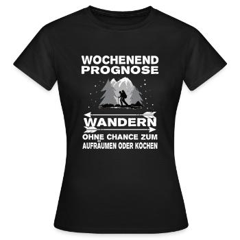 Wochenend Prognose Wandern Outdoor Berge - Frauen T-Shirt - Schwarz - Vorne - AI Model Female 172 dark (172cm)