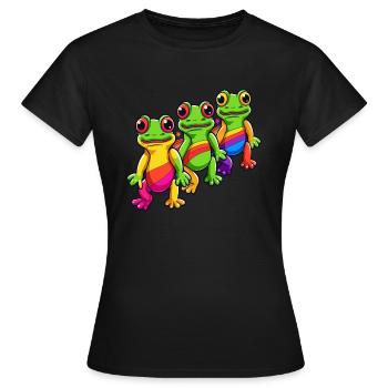 EDM Summer Festival Rainbow Frog Rave - Women's T-Shirt - black - Front - AI Model Female 172 dark (172cm)