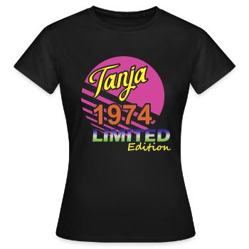Edition Limitée Tanja 1974 - T-shirt Femme - noir - Devant - AI Model Female 172 dark (172cm)