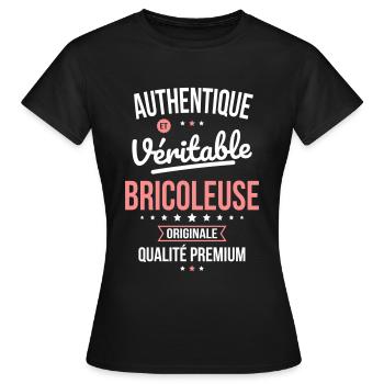 Authentique et véritable bricoleuse - Originale - T-shirt Femme - noir - Devant - AI Model Female 172 dark (172cm)