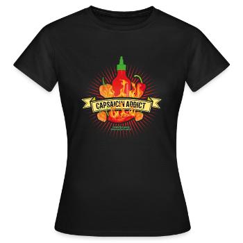 Capsaicin Addict - Frauen T-Shirt - Schwarz - Vorne - AI Model Female 172 dark (172cm)